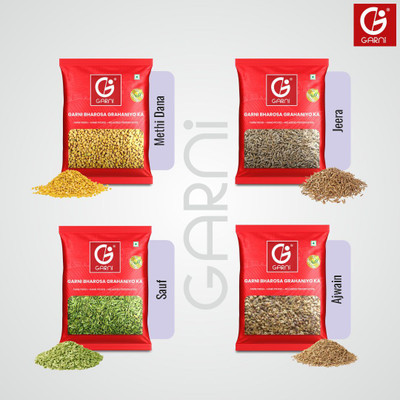 GARNI Combo | Jeera Ajwain Sauf Methi | Raw Seeds for Weight Loss & Detox(4 x 100 g)