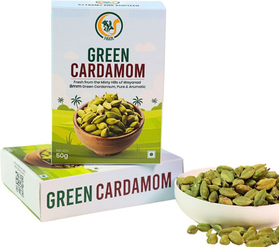 Cj farms and agritech Wayanad Green Cardamom 8mm – Premium Bold Elaichi | Natural Spice 50g(50 g)