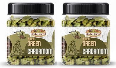DAILYHERBS Cardamom Green Whole | Grade - Bold Size - 8mm | Pack of 2(2 x 100 g)