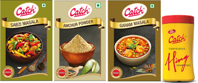 Catch Sabzi Masala Powder - 100g + Garam Masala - 100g + Hing 50g + Amchur Powder 100g(4 x 87.5 g)