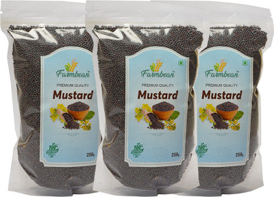 Farmbean Natural Mustard Seeds | Sarso seed | Whole Rai | Whole Mustard Black (750 g)(3 x 250 g)
