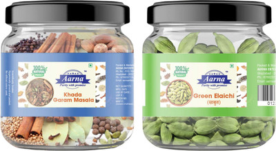 Aarna Green Elaichi (Sabut) & Khada Garam Masala Combo | Indian Spices Pack of 2(2 x 100 g)