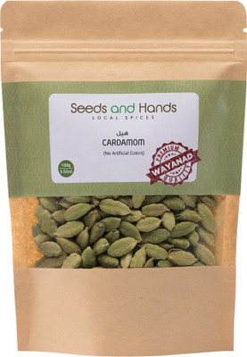 Seeds And Hands Wayanad 7Mm+ Green Cardamom/Elaichi Whole Pack Of 2 X 100 Gm (200 Gm)(2 x 100 g)