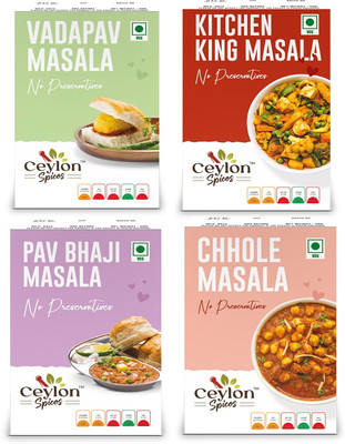 Ceylon Pav Bhaji, Vada Pav, Kitchen King & Chhole Masala Combo (4 x 50g, No Additives)(4 x 50 g)