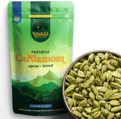 idukki spices & co. Premium Cardamom|Hari Elaichi|Big|Export Quality(100 g)