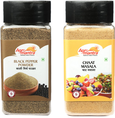 Agro Mantra Combo of Black Pepper Powder 100gm & Chaat Masala 100gm(2 x 100 g)