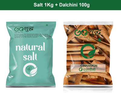 Goshudh Dalchini sabut 100gm & White Salt 1Kg Combo Pack 1100g(1100 g)