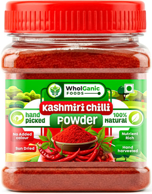 Wholganic Foods Organic Kashmiri Red Chilli Powder | Lal Mirchi, Stone Ground | Chemical Free(200 g)