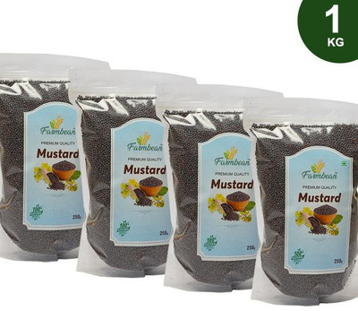 Farmbean Natural Mustard Seeds | Sarso seed | Whole Rai | Whole Mustard Black (1kg)(4 x 0.25 kg)
