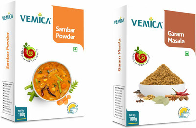 VEMICA Sambar Powder and Garam Masala Powder(100g) Masala Combo(2 x 100 g)