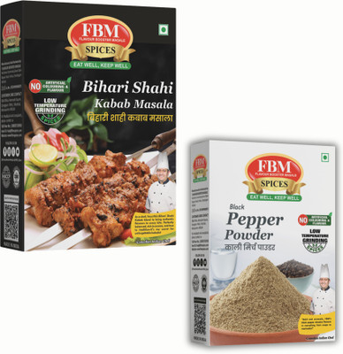 FBM Flavour Booster Masale FBM Bihari Kabab Masala & Black Pepper Premium Smoky BBQ Combo (50g Each)(100 g)