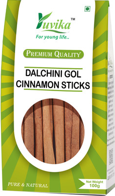 yuvika Dalchini Gol (Cigar Quality) - Cinnamomum Zeylanicum - Cinnamon Sticks(100 g)