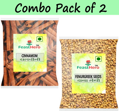 Feasthero Whole Spices Combo Pack of 2 |Cinnamon Stick & Methi Dana 25g Each Packet|(2 x 25 g)