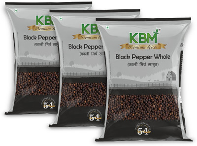 KBM Premium Organic Gluten Free Whole Black Pepper Naturally Processed-Khada Masala(3 x 100 g)