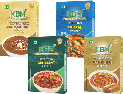 KBM Premium Garam Masala, Choley, Dal Makhani and Pav bhaji Combo Spieces(100 Gram Each Box)(4 x 100 g)