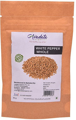 Avadata Organics White Pepper Whole - 50gm(50 g)