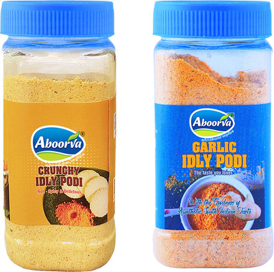 ABOORVA Idly Podi Combo (Crunchy Idly Podi,Garlic Idly Podi) Pack Of 2(2 x 150 g)