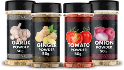 HARIBAS Combo Ginger Powder, Onion Powder, Garlic Powder & Tomato Powder 50gm Each(4 x 50 g)
