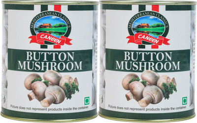 caneen Button Mushrooms | Rich in Protein & Fibres | Gluten Free, Non GMO Pack of 2(2 x 500 g)