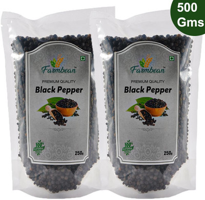 Farmbean Whole Bold Black pepper | Export Quality Peppercorn | Natural Kali Mirch 500 Gms(2 x 250 g)