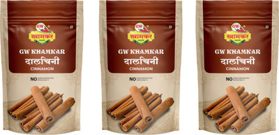 GW Khamkar Dalchini Sticks/ Cinnamon Seeds Rich And Spicy, 300 grams, Pack of 3(100g each)(3 x 100 g)