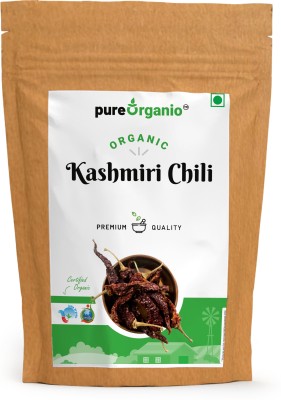 Pure Organio Organic Dried Kashmiri Chilli Whole- Premium, Authentic, Sun Dried, Lal Mirch Spice(200 g)