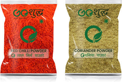 Goshudh Premium Quality Coriander And Red Chilli Powder Combo Pack of 2(2 x 400 g)