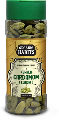 ORGANIC HABITS Whole Cardamom | Green Elaichi Pods,Indian Cardamom for Cooking, Tea & Beverages(50 g)