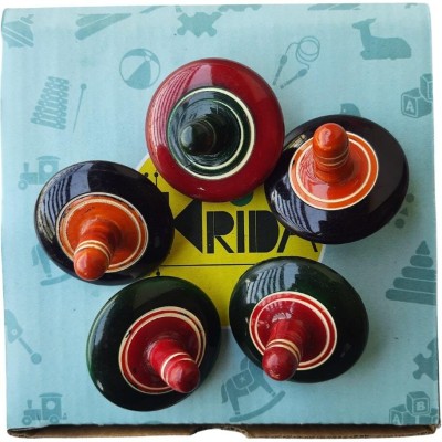 Krida Vintage Wooden Desi Chakri Spinning Top | Set of 5 | Lattu 3+ Years(Multicolor)