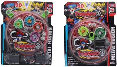 Authfort Clash Tornado Speed Top Metal Fusion Handle Launcher Beyblade set of 4 Pcs Stadium & 2 Pcs Stadium set of 2 Pieces (Multicolor)(Multicolor)