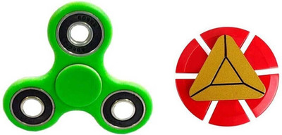 PREMSONS Metal Dual Fidget Spinner, Metallic Rainbow with Dual Color Unique Fidget Hand Spinner, Green/Black(Multicolor)