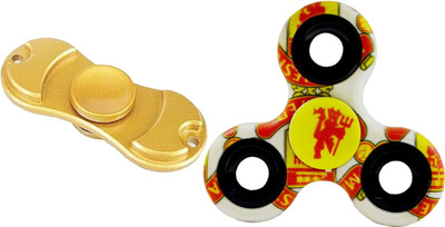 PREMSONS Dual Gold Metal Fidget Spinner with Free Gift Dual Color Unique Fidget Spinner,(Green, White)