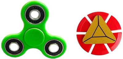 PREMSONS Metal Dual Fidget Spinner, Metallic Rainbow with Dual Color Unique Fidget Hand Spinner, Green/Black(Multicolor)