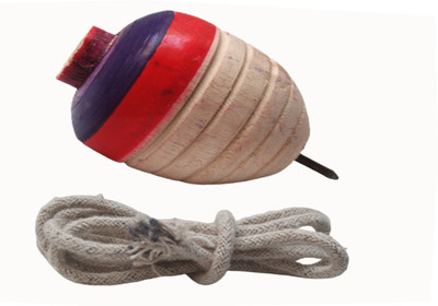 Jiyansh Traders 01 Pcs Wooden Lattu Spinner Toy_Wooden Round Spinning Top With Thread(Multicolor)