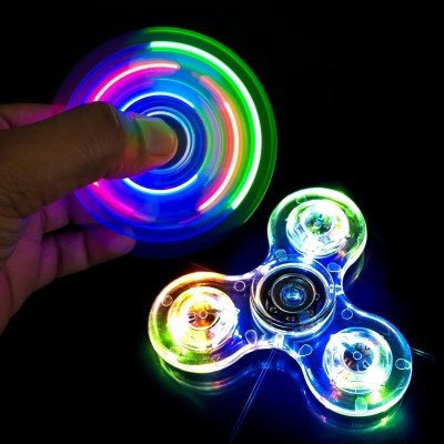 KIPA GAMING Led Light Fidget Spinner Crystal Finger Toy Gift for Kids Stress Reduction (1Pc)(Multicolor)