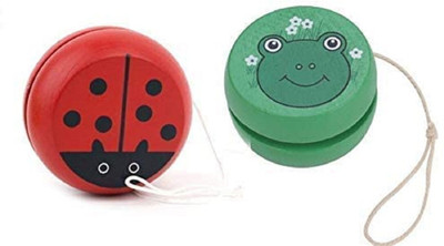 Revcoz Wooden Smooth Spin Animal Printed Yoyo Toy High-Speed Multi Color - Set of 2(Multicolor)