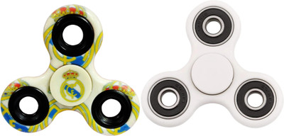 PREMSONS Fidget Spinner 608 Four Bearing Ultra Speed Tri-Spinner Hand Spin Toy, White/Black with Fidget Spinner, White/Blue(Multicolor)