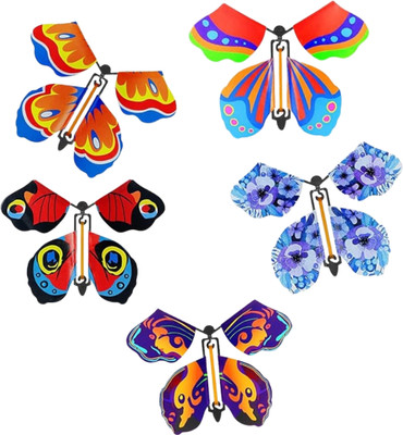 TRU TOYS Magic Fairy Flying Butterfly Wind-up Toy for Surprise Gift/Party/Play (5 Pieces)(Multicolor)