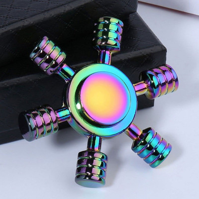 KARBD Rainbow Gyro Piston Metal Fidget Spinner Hand Toy Stress Relief Tabletop Game(Multicolor)
