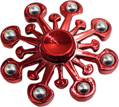 neoinsta shopping Medium size 8 sided metal fidget spinner toy for kids Red Color Design-2(Red)