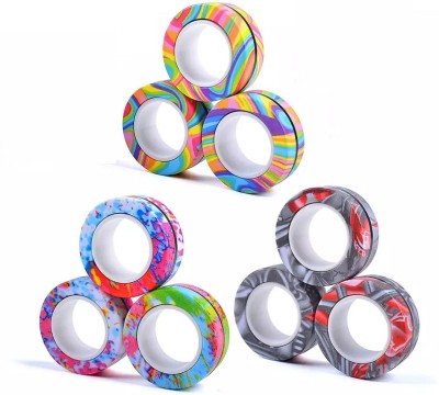 NH WORLD Anti-Stress Finger Magnetic Bracelet Ring Stress Relief Sensory Toys-Pack of 3(Multicolor)