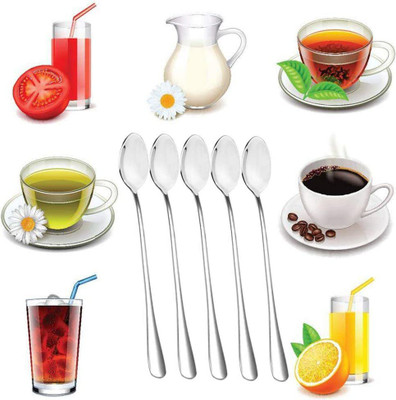 Convay set 5 long spoon set Disposable Stainless Steel Ice-cream Spoon Set(Pack of 5)
