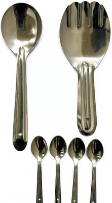 S solution Stainless Steel Spoon Set | 2 Large Serving, 4 Small Tea spoon Stainless Steel Salad Spoon, Serving Spoon, Tea Spoon, Soup Spoon Set(Pack of 4)