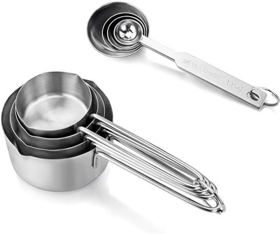 Anne-kee Measuring Cups & Spoon Measurement and Spoons Measuring Cup Stainless Steel Measuring Spoon Set(Pack of 8)