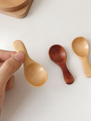 Hubwooden Mini Wooden Spoon Ice Cream Salt Sugar Spice Spoons Disposable Wooden Coffee Spoon, Tea Spoon, Sugar Spoon, Cream Spoon, Coffee Spoon Set(Pack of 3)