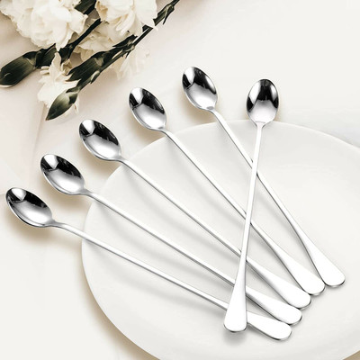 Badli Long Handle Spoon 6 Pics Stainless Steel Ice Tea Spoon, Serving Spoon Set(Pack of 6)