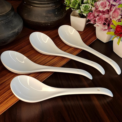 Vemlons Serving Spoon Long Handled Serving Spoon Ceramic Tableware Set Serving Spoon Ceramic Serving Spoon Set(Pack of 4)