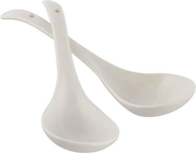 Sarsawal Serving Spoons Ceramic Soup Spoon Set(Pack of 2)