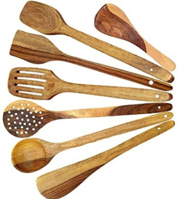 Tesla enterprises Wooden Table Spoon Set(Pack of 7)