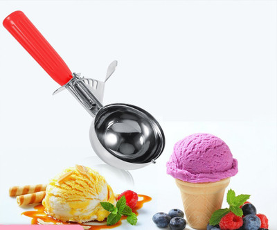 Nexshop ™Fruit Ice Cream Scoop Cookie Scoop Ladle Handle Food Portioner Cutter Scoop Stainless Steel Ice-cream Spoon(Pack of 1)